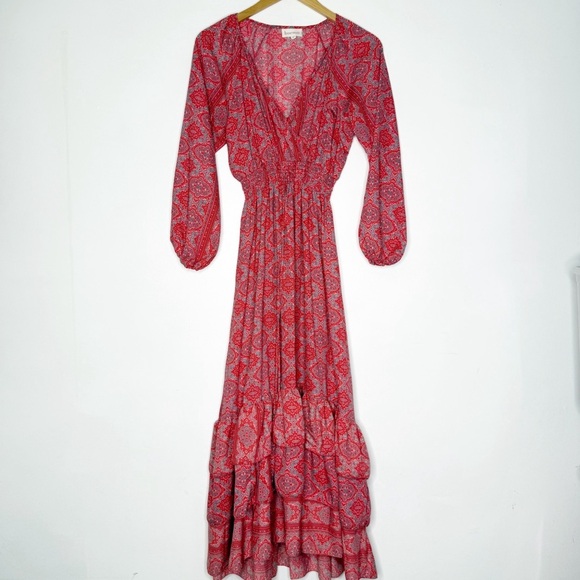 Boemo Anthropologie Faux Wrap Floral Midi Dress Size Small Petite - Picture 4 of 6